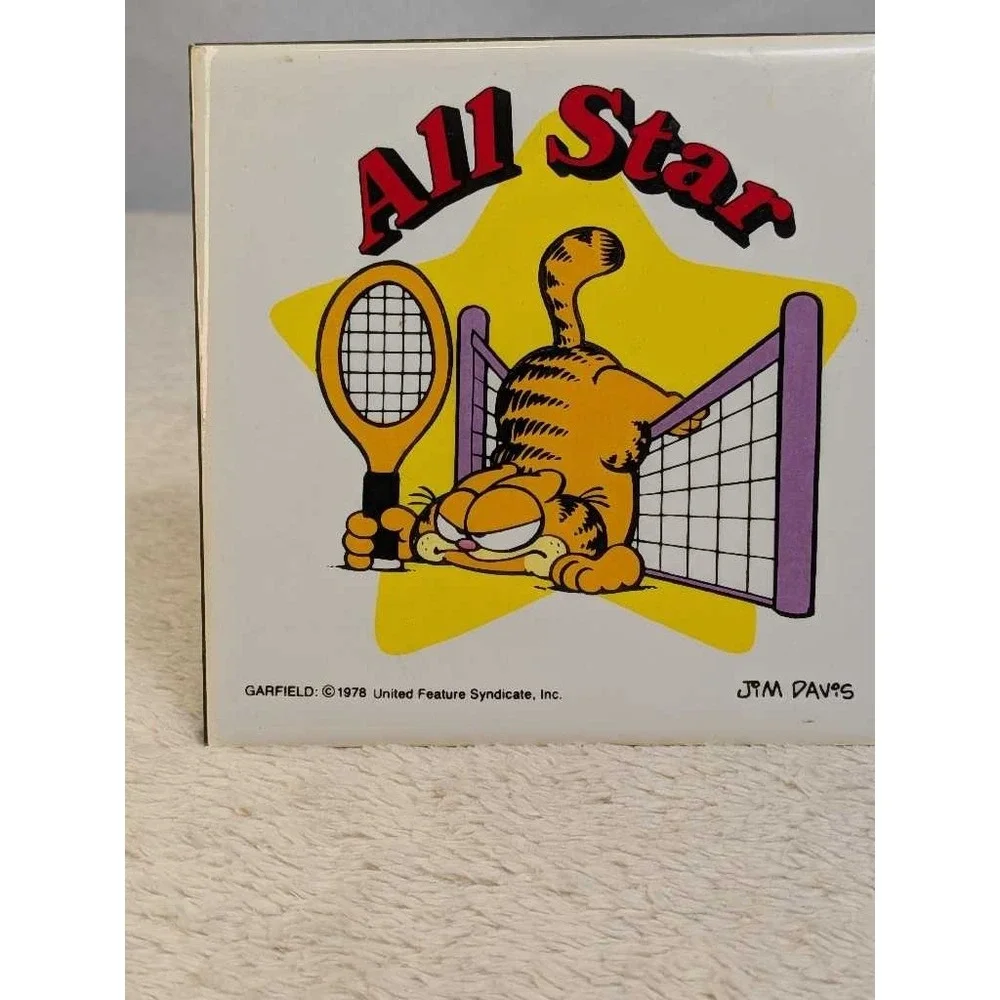 Garfield All Star Tennis Ceramic Photo Jim Davis Enesco‎ 1978